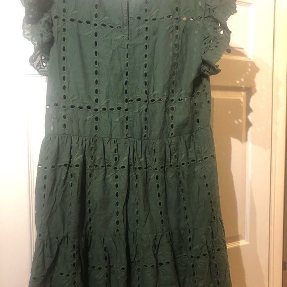 Hollow out ruched  A-line  mini dress with ruffle sleeve - Picture 3 of 5